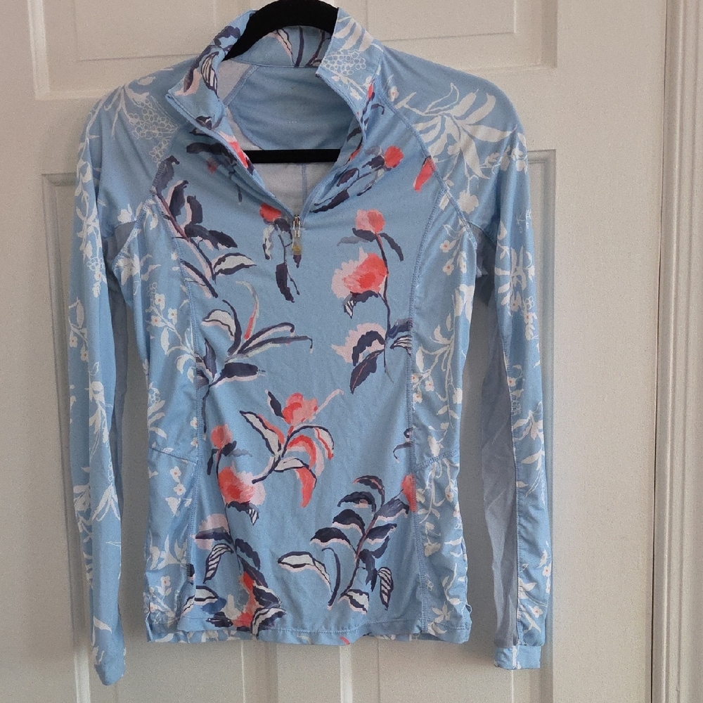 Floral Blue Women's Jersey Top